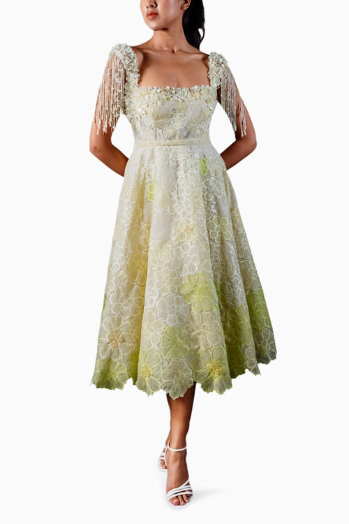 Ombre Floral Midi With Fringes