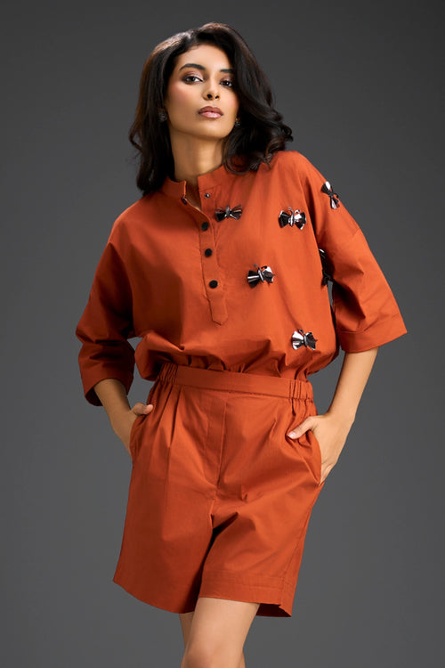 Rust Butterfly Embellished Co-ord Set