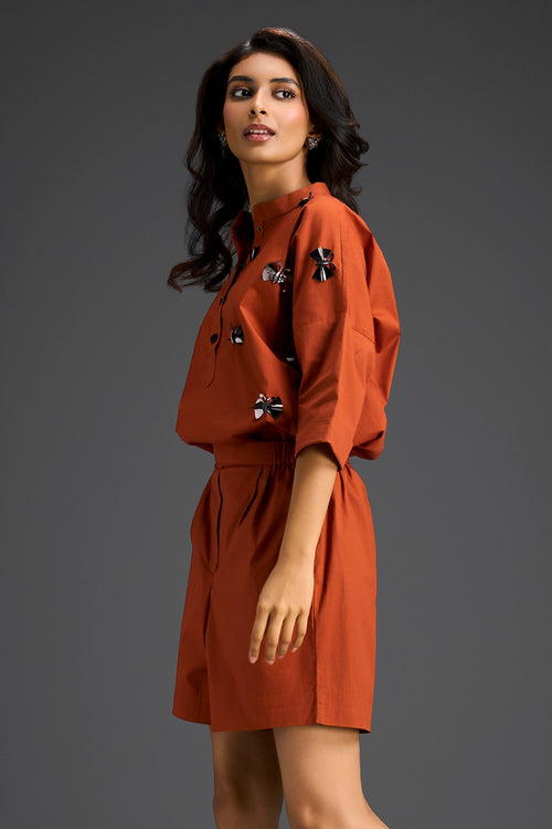 Rust Butterfly Embellished Co-ord Set