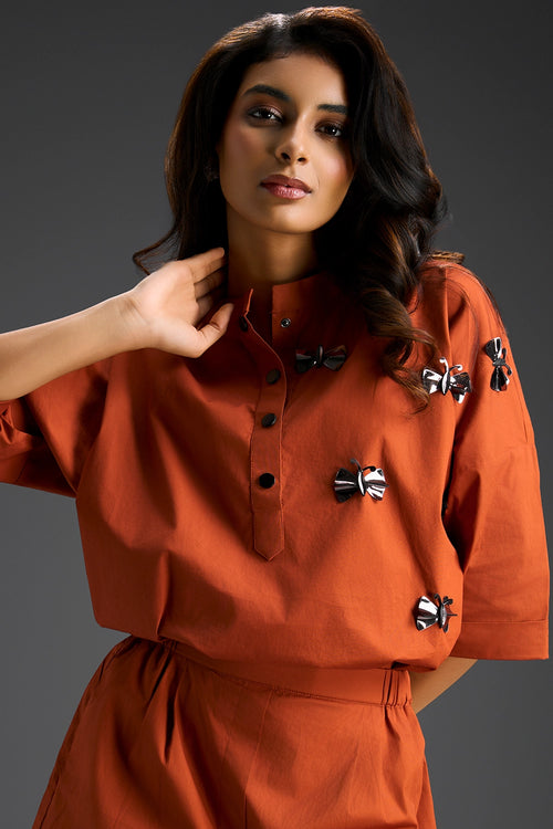 Rust Butterfly Embellished Co-ord Set