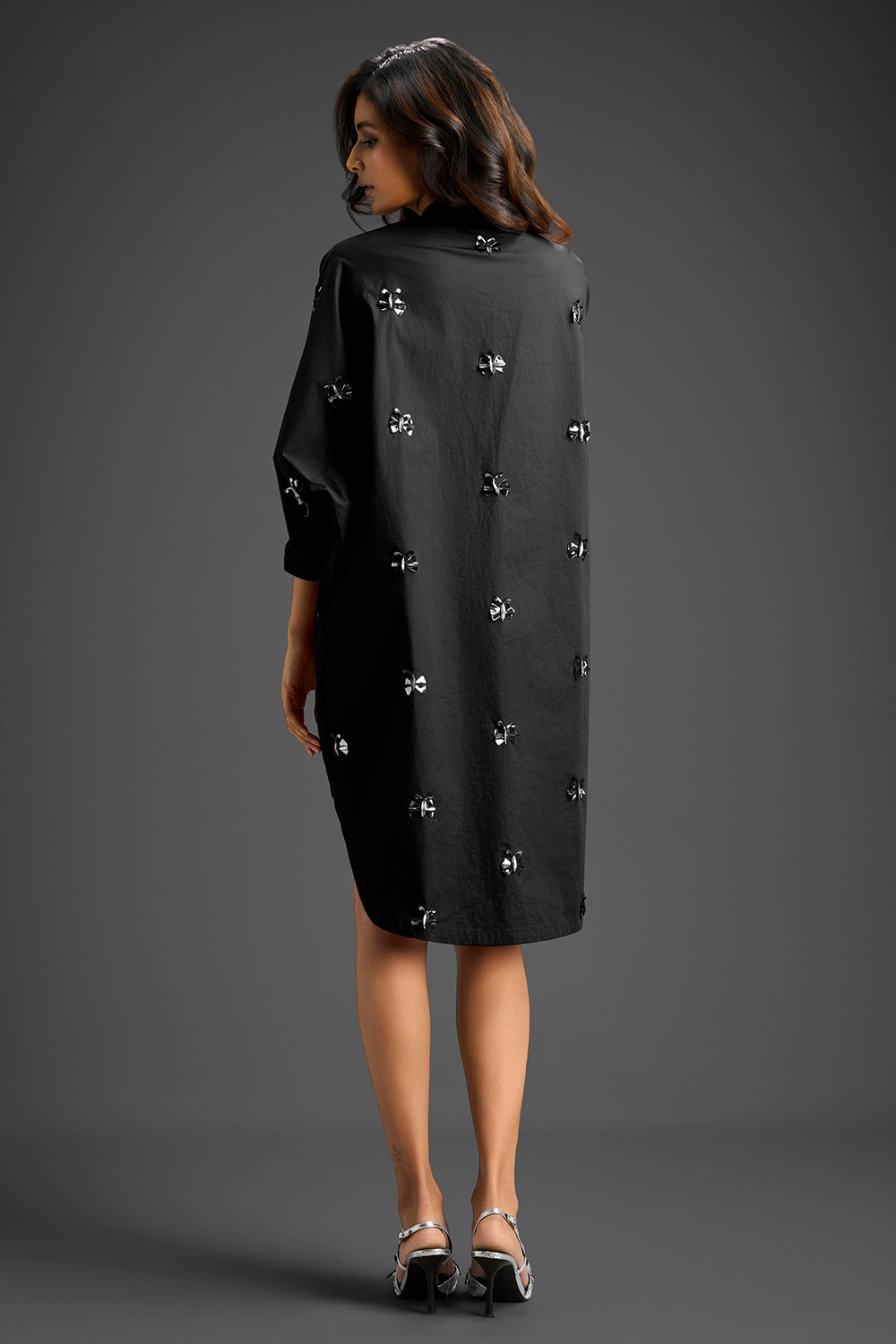 Black Oversized Cotton Shirt Dress