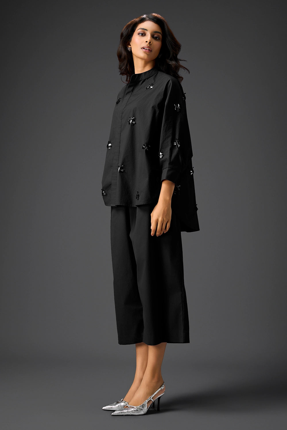 Black Cotton Hand Embellished Co-ord Set