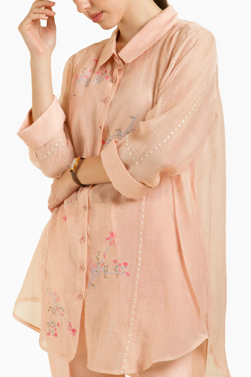 Old Rose Shirt with Straight Pant