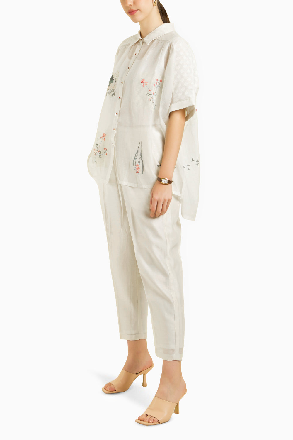 Ivory Kaftan Shirt with Straight Pant