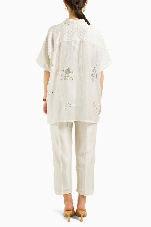 Ivory Kaftan Shirt with Straight Pant