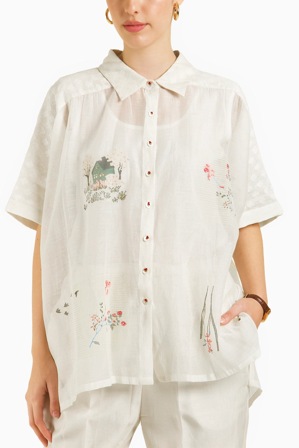 Ivory Kaftan Shirt with Straight Pant