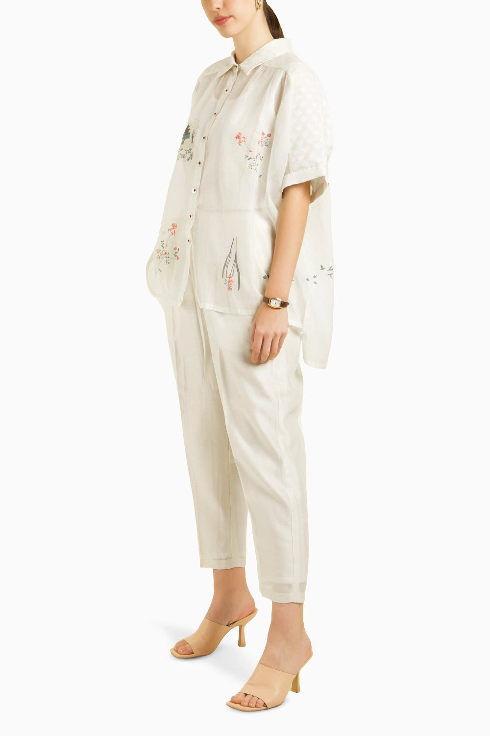 Ivory Kaftan Shirt with Straight Pant