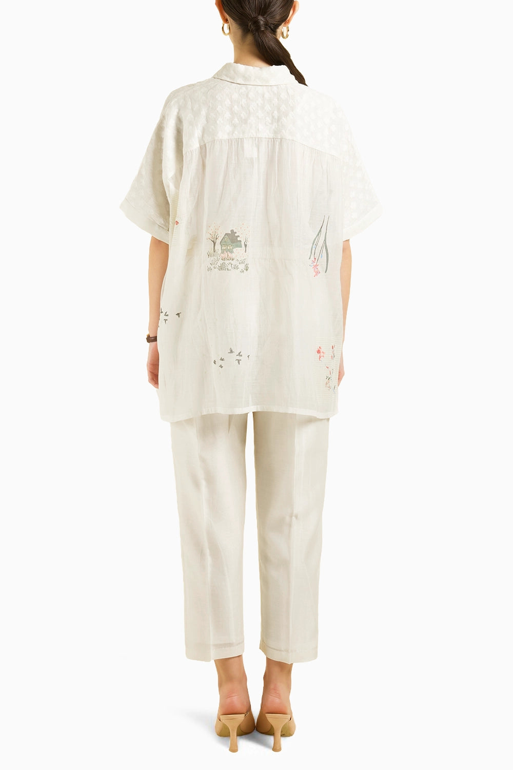Ivory Kaftan Shirt with Straight Pant