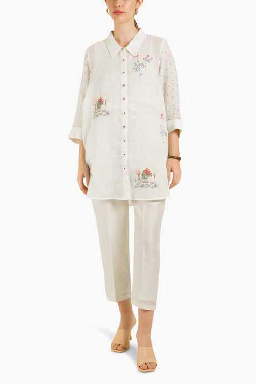Ivory Shirt with Straight Pant