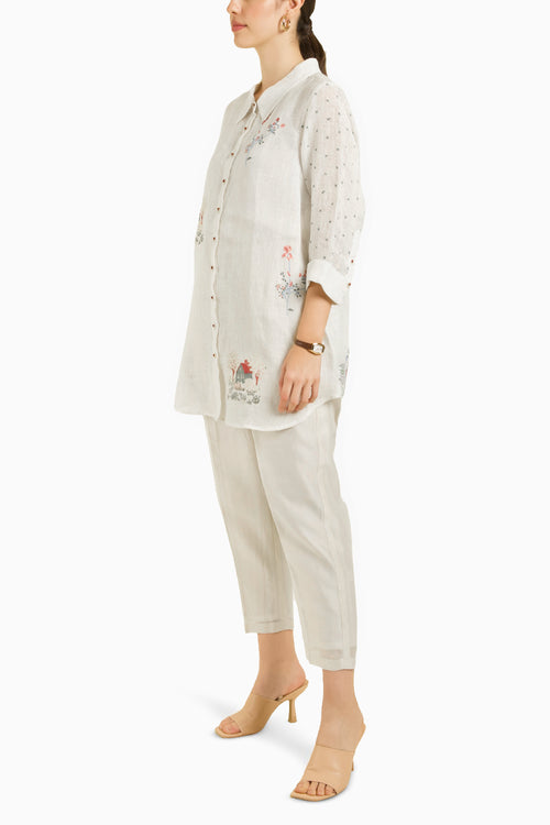 Ivory Shirt with Straight Pant