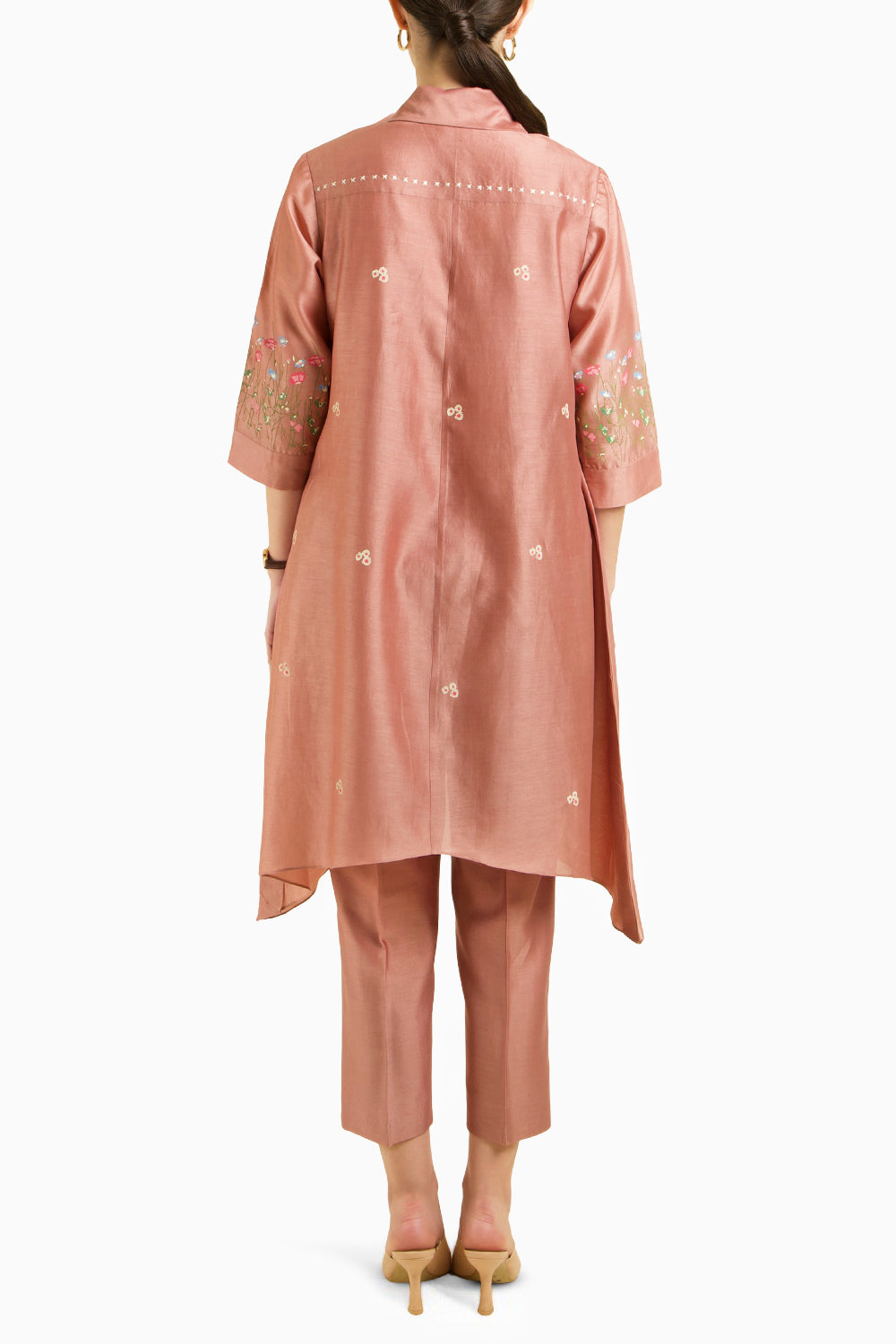Embroidered Chanderi Shirt with Straight Pant