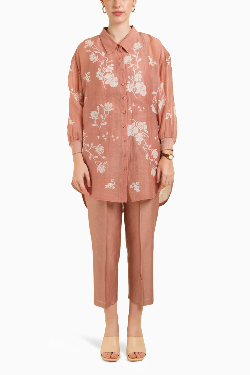 Drop Shoulder Shirt with Straight Pant