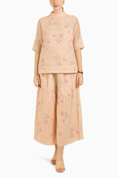 Old Rose Printed Top with Culottes