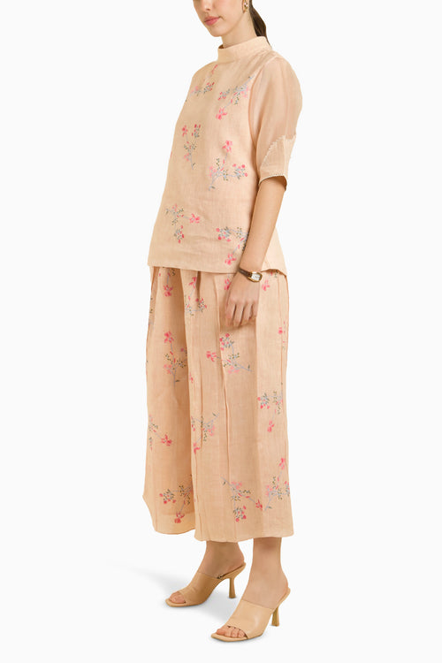 Old Rose Printed Top with Culottes