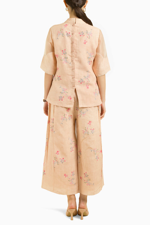 Old Rose Printed Top with Culottes