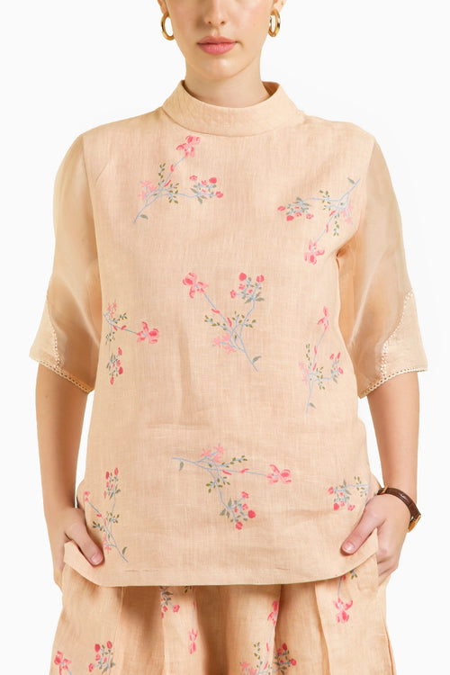 Old Rose Printed Top with Culottes