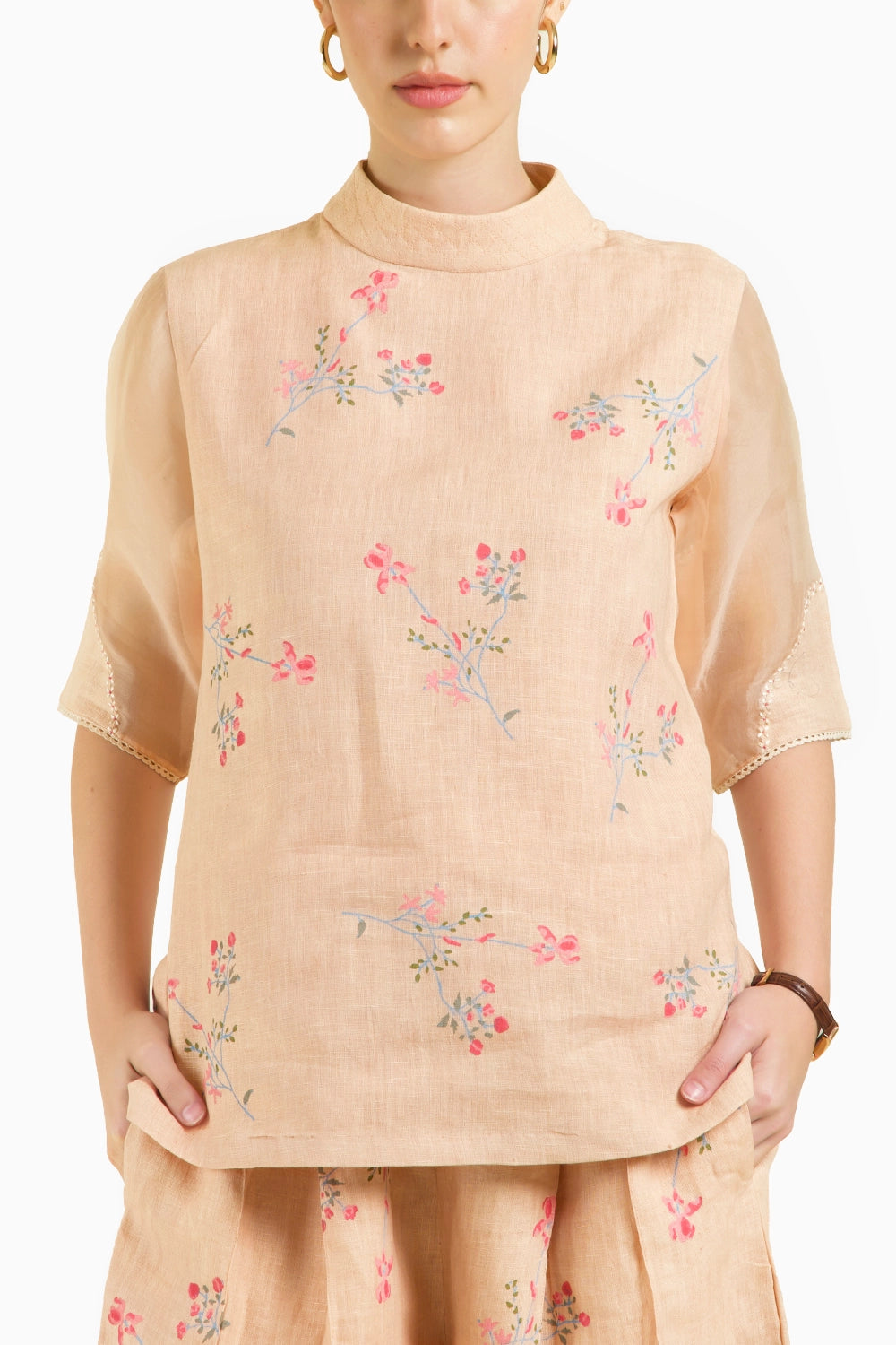 Old Rose Printed Top with Culottes