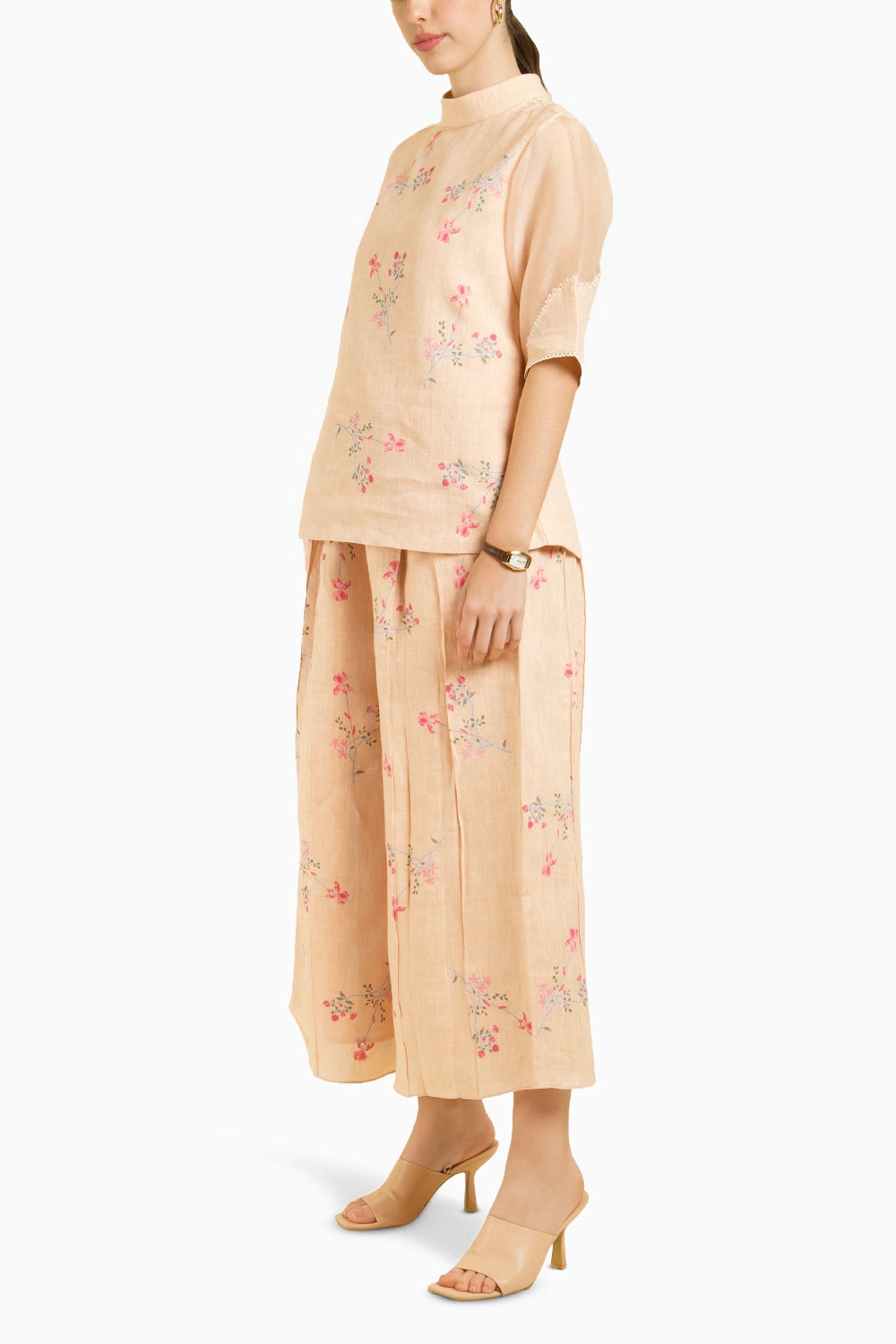 Old Rose Printed Top with Culottes