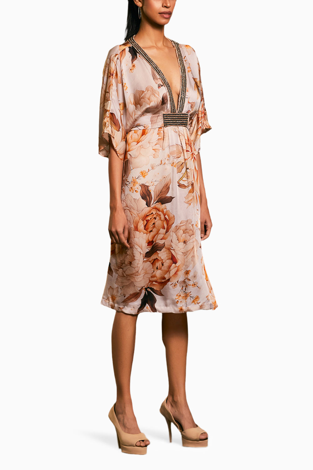 Goe Moth Printed Rope Kaftan Dress