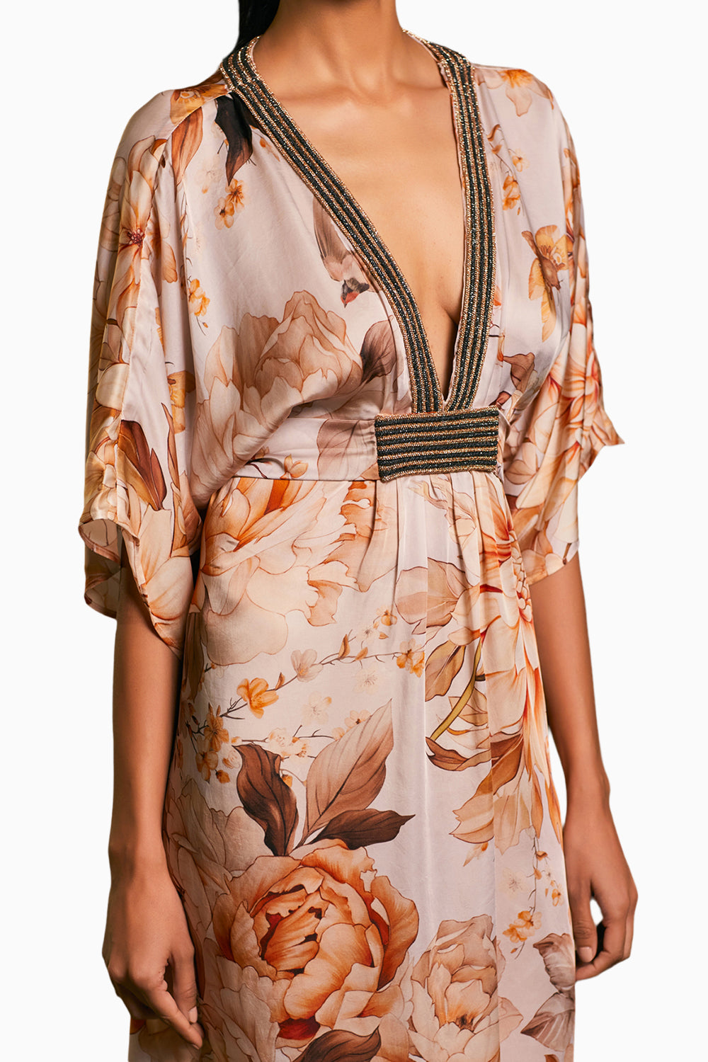 Goe Moth Printed Rope Kaftan Dress