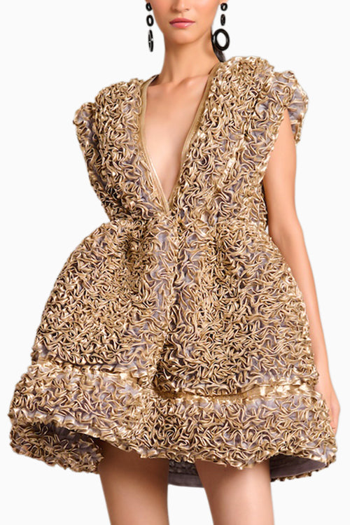 NS Gold Ruffle Baby Doll Dress