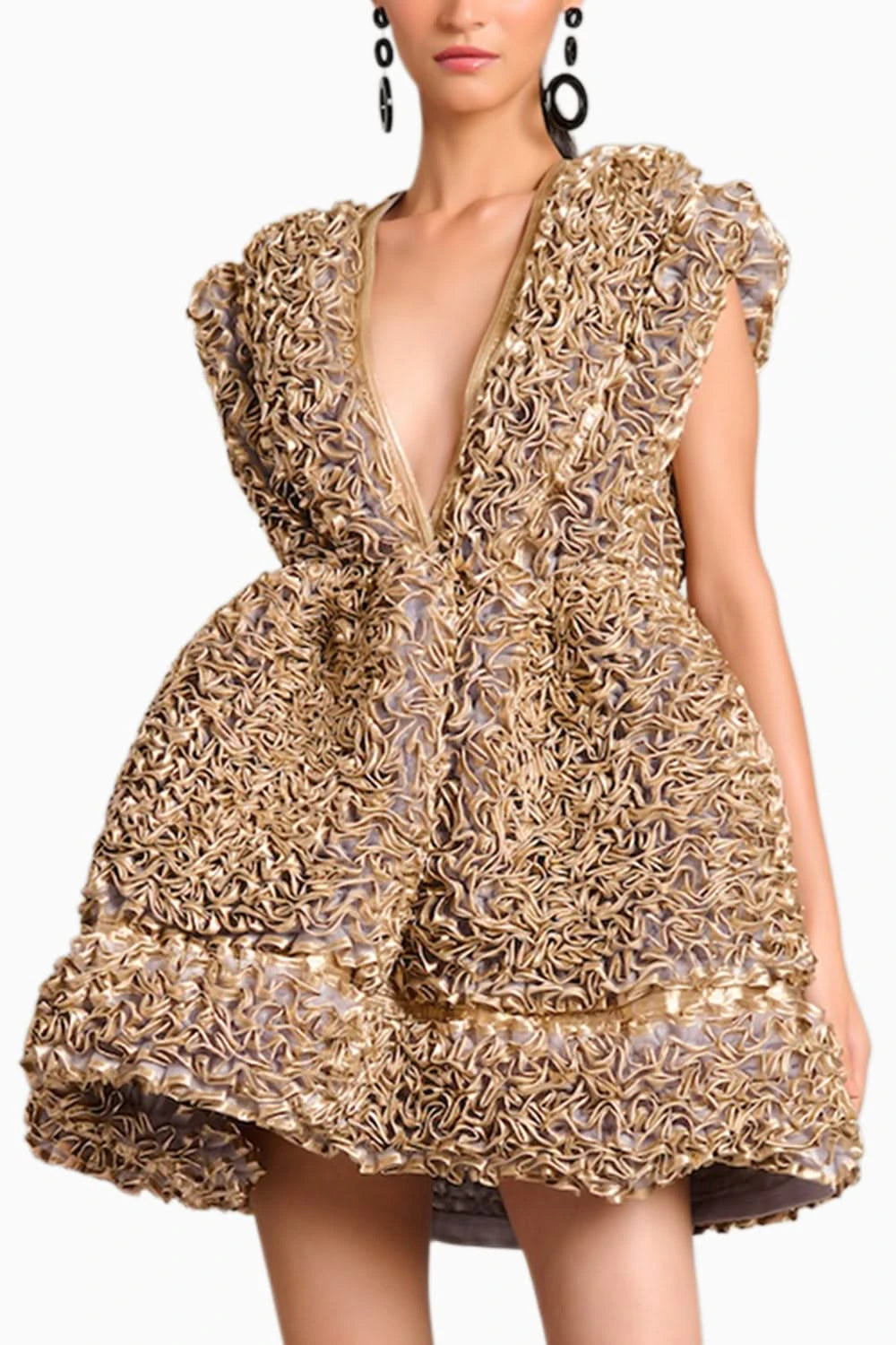 NS Gold Ruffle Baby Doll Dress