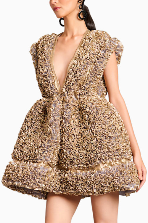 NS Gold Ruffle Baby Doll Dress