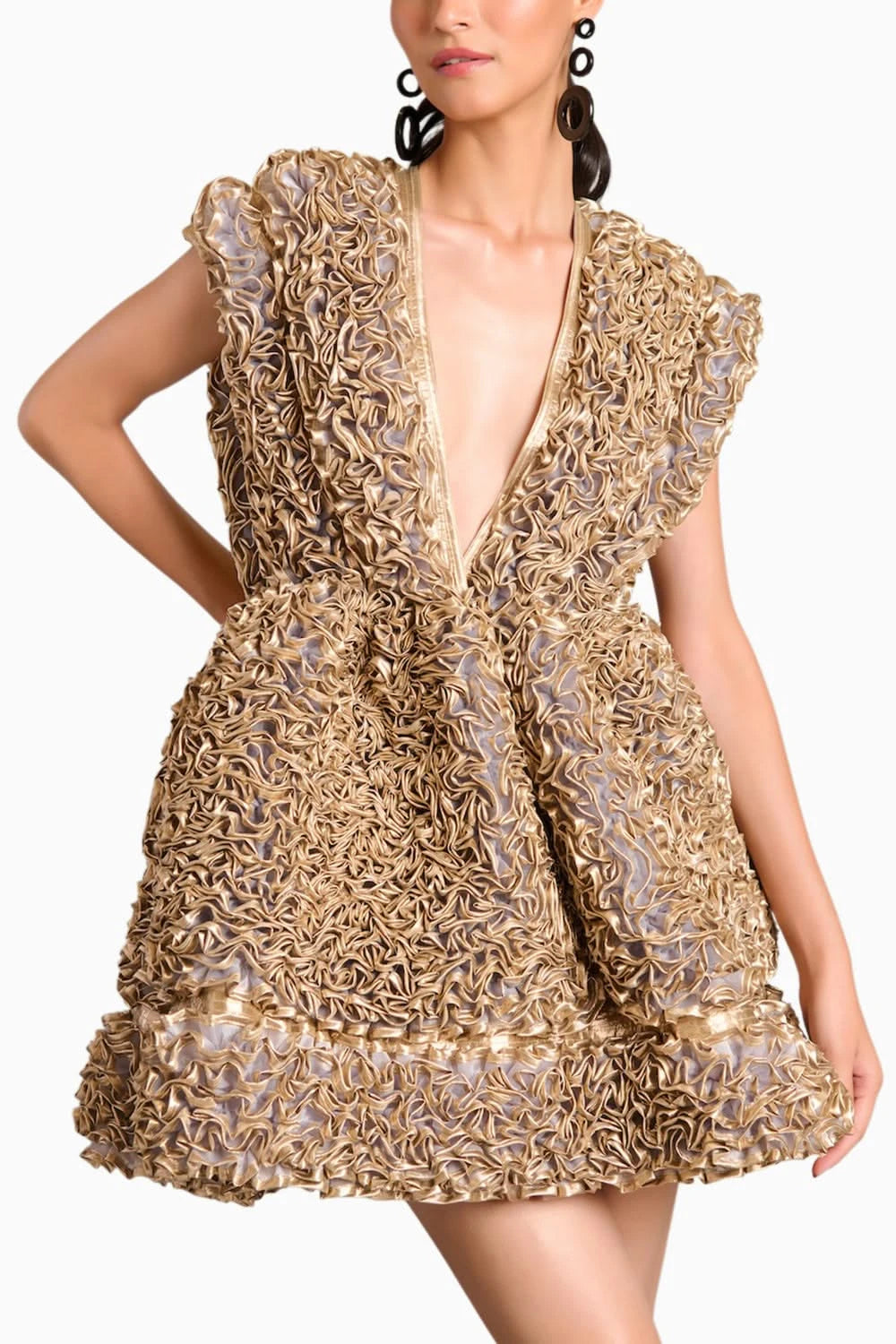 gold frill dress Dearlie Frill Maxi Dress | Multi | Womens