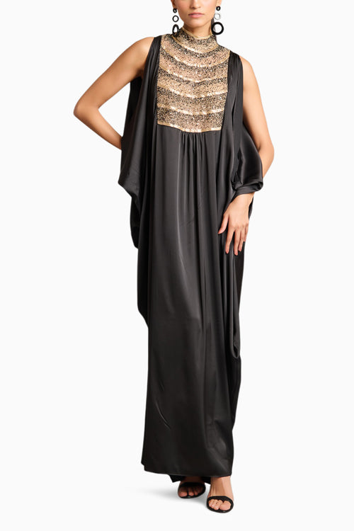 NS Black Mixed Media Kaftan