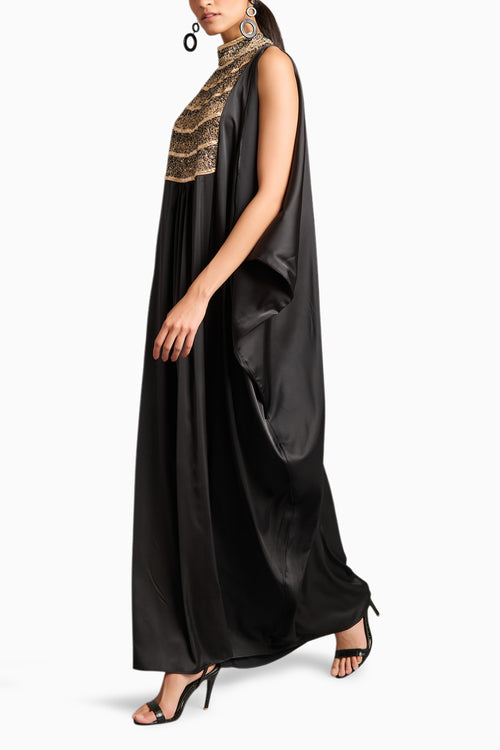 NS Black Mixed Media Kaftan