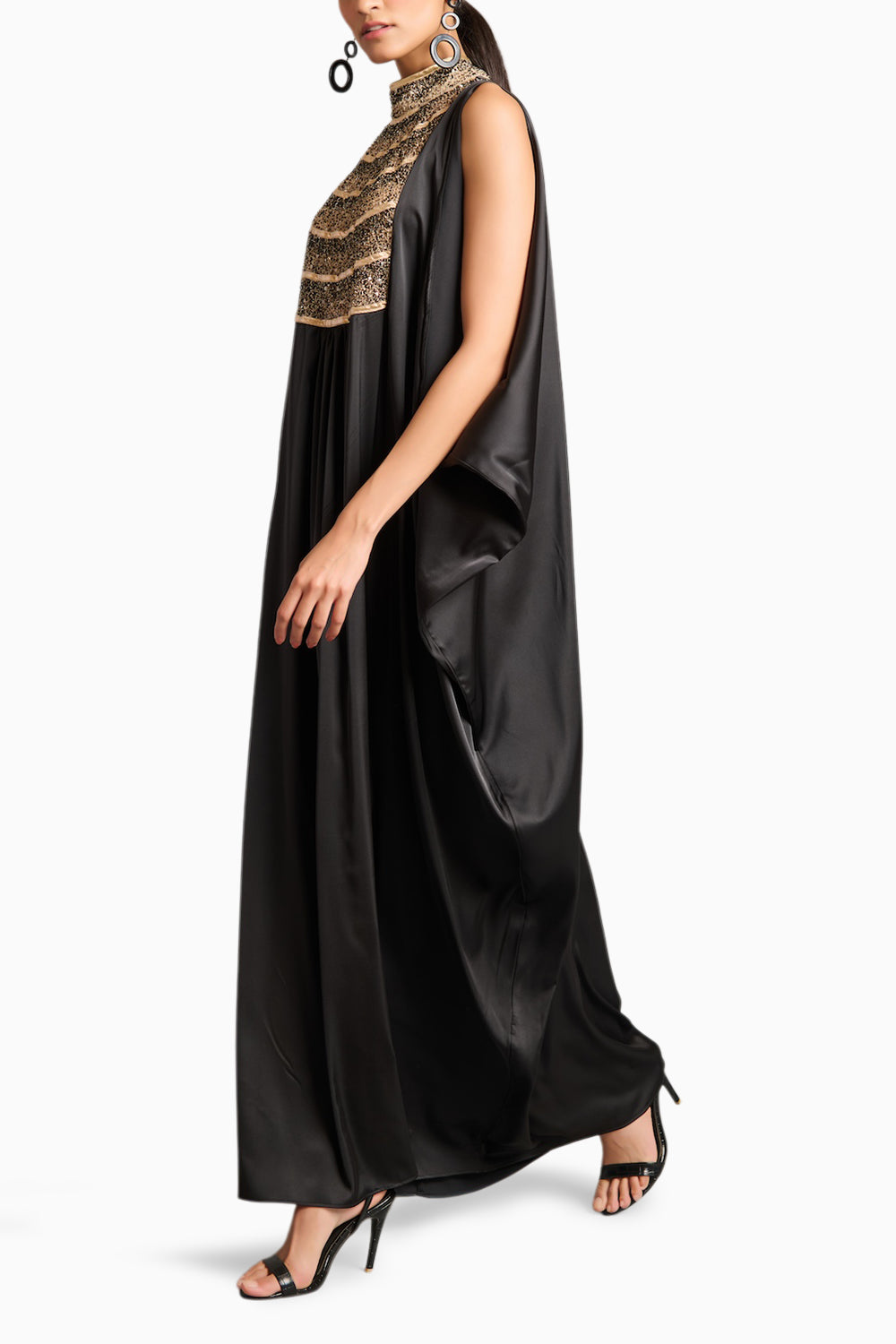 NS Black Mixed Media Kaftan