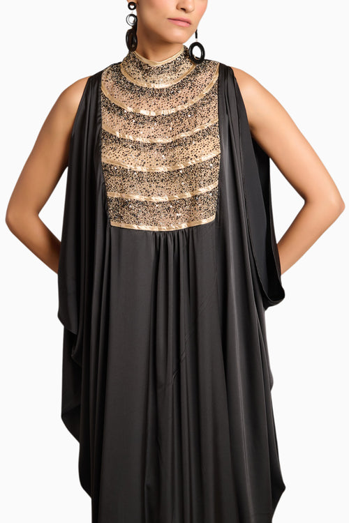 NS Black Mixed Media Kaftan
