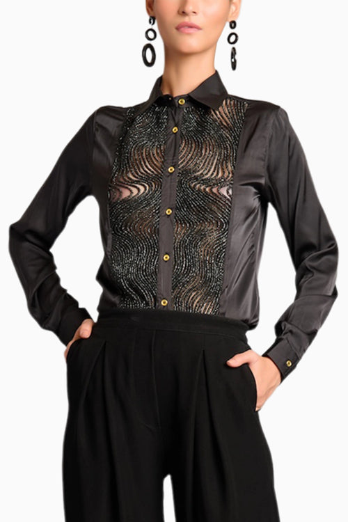 NS Black Crystal Rope Shirt