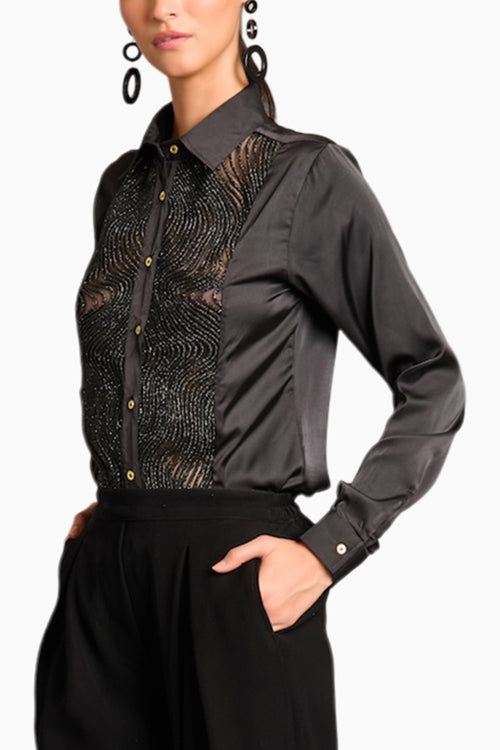 NS Black Crystal Rope Shirt