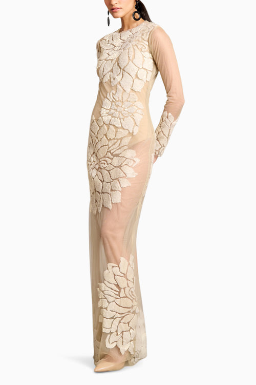Ns Ivory Sequin Sheer Gown