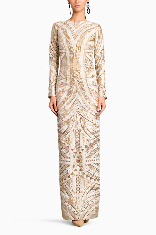 Ns Ivory Gold Applique Gown