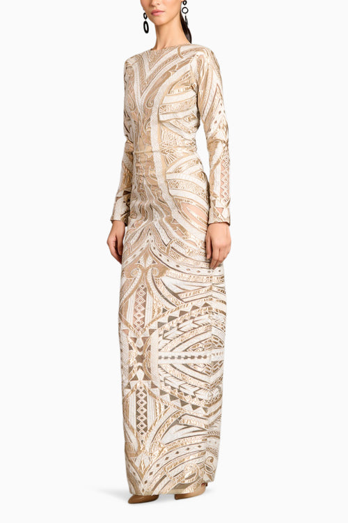 Ns Ivory Gold Applique Gown