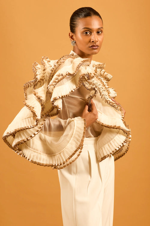 Trifecta Ivory Ruffle Shirt