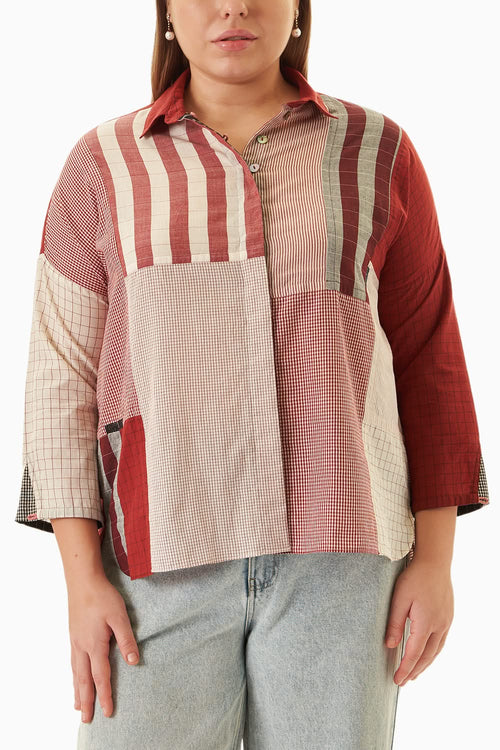 Patchwork Shirt Red Kora