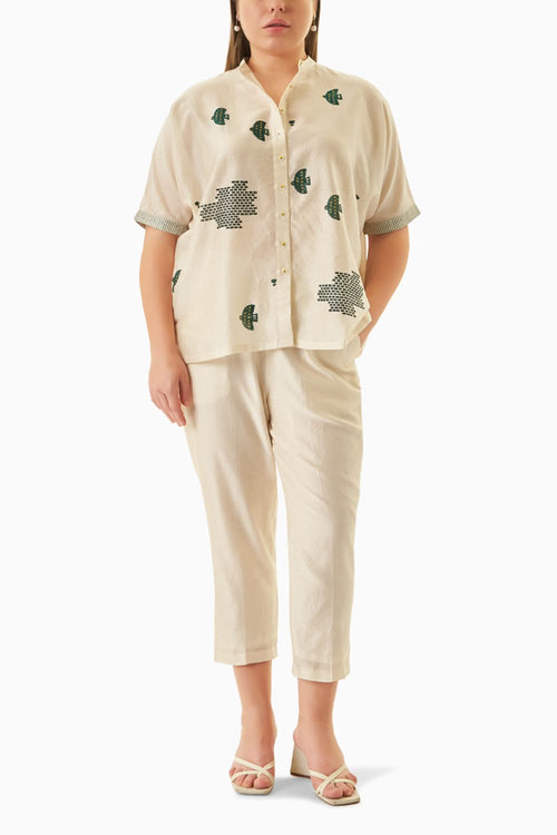 Indigo Hakoni Printed Ivory Shirt Pant