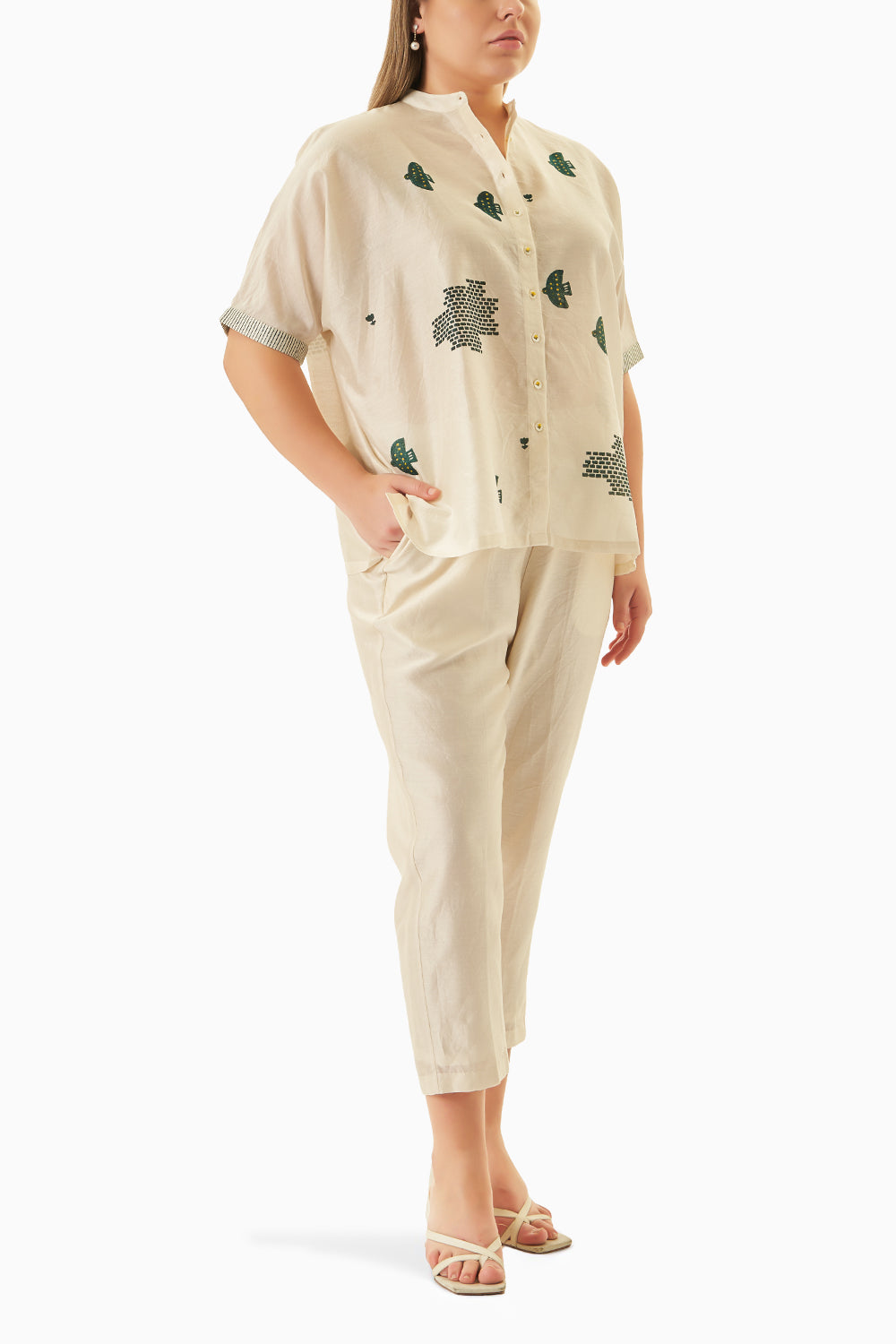 Indigo Hakoni Printed Ivory Shirt Pant