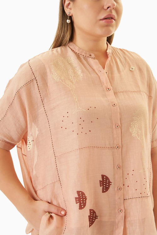 Hakoni Printed Old Rose Shirt and Pant