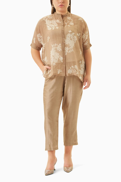 Yuri Printed Beige Shirt and Pant
