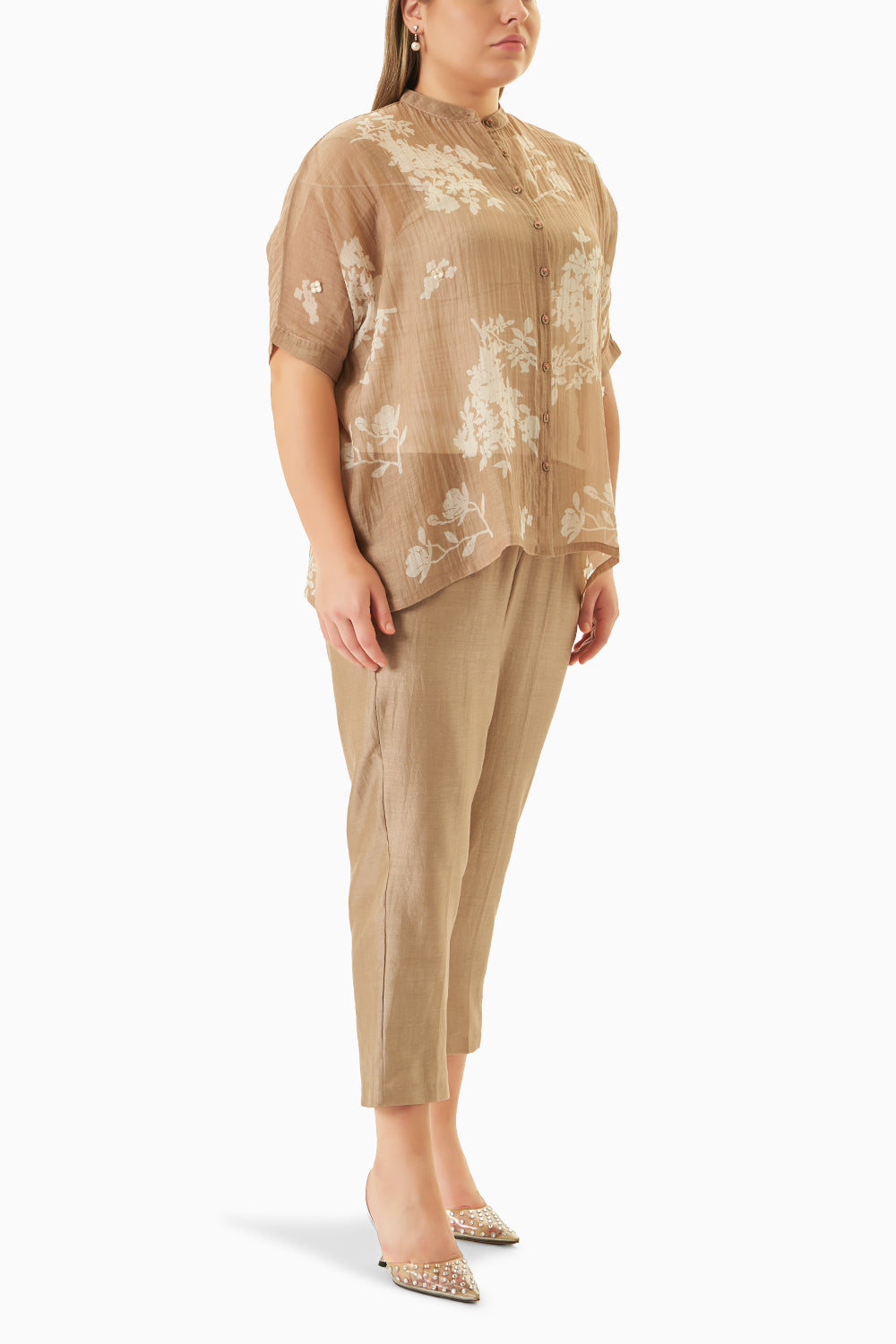 Yuri Printed Beige Shirt and Pant