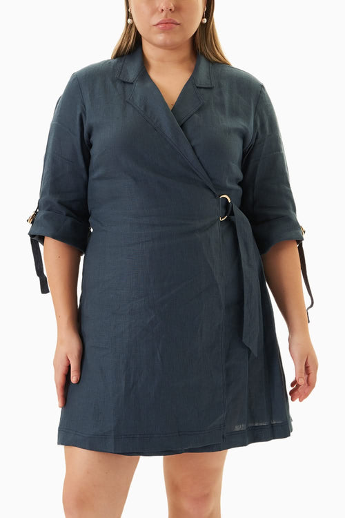Moroccan Blue Hemp Jacket Dress