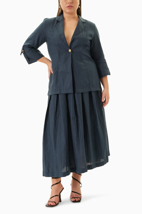 Moroccan Blue Hemp Jacket and Skirt