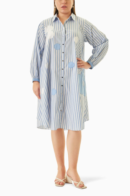 Daisy Blue-White Stripe Dress