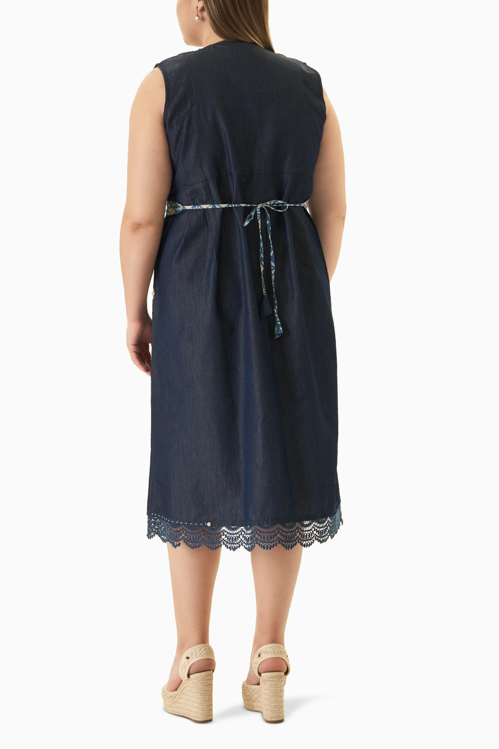 Americano Charcoal Chanderi Dress with Belt