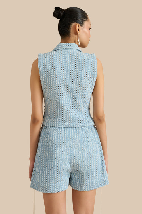 Denim Lazercut Light Blue Bib