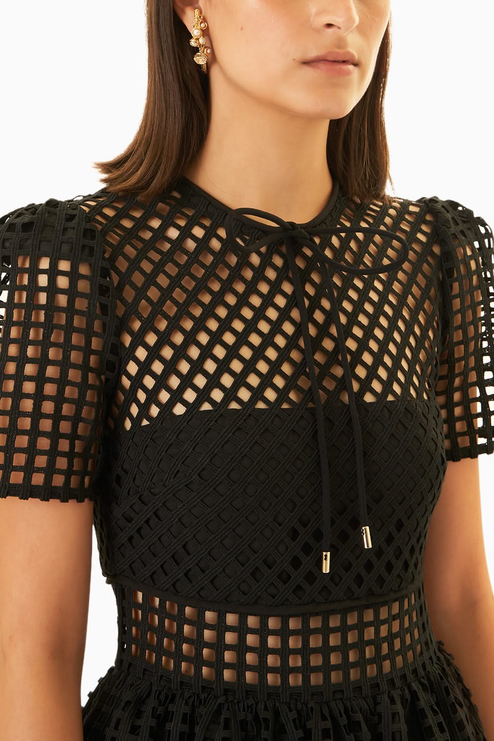 knee length dresses for ladies Jaime Pink Lattice Lace Dress